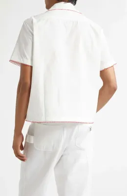 Bode Bode Rebud Cotton Voile Camp Shirt in White — Men Spring white Tops