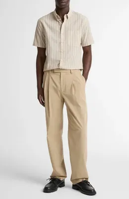 Vince Vince Corbin Stripe Short Sleeve Button-Down Shirt in Mineral/Teak — Men Autumn ivory Tops