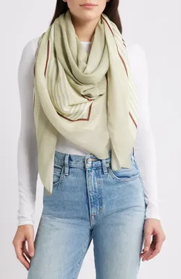 rag & bone rag & bone Pinstripe Square Scarf in Sage — Women Spring white Accessories