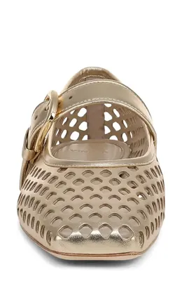 Vince Vince Daniela Perforated Mary Jane Flat in Champagne — Women Spring tan Shoes