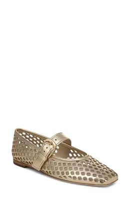 Vince Vince Daniela Perforated Mary Jane Flat in Champagne — Women Spring tan Shoes