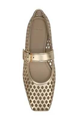 Vince Vince Daniela Perforated Mary Jane Flat in Champagne — Women Spring tan Shoes