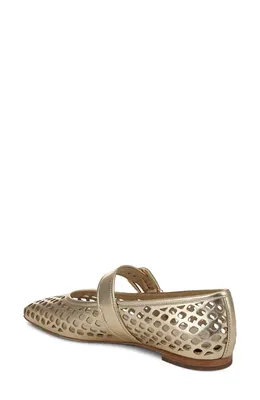 Vince Vince Daniela Perforated Mary Jane Flat in Champagne — Women Spring tan Shoes