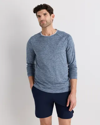 Quince Quince | Men's Mesh Performance Training Long Sleeve T-Shirt in Heather Blue — Men Summer blue Athletic Tops