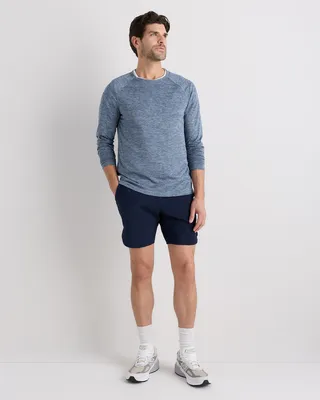 Quince Quince | Men's Mesh Performance Training Long Sleeve T-Shirt in Heather Blue — Men Summer blue Athletic Tops