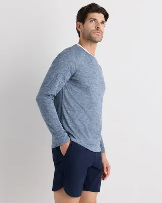 Quince Quince | Men's Mesh Performance Training Long Sleeve T-Shirt in Heather Blue — Men Summer blue Athletic Tops