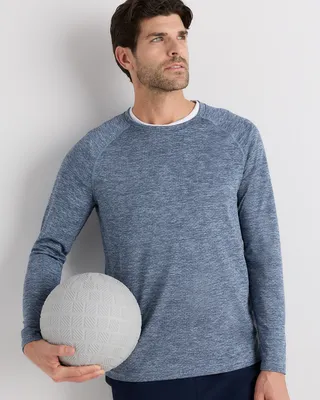 Quince Quince | Men's Mesh Performance Training Long Sleeve T-Shirt in Heather Blue — Men Summer blue Athletic Tops