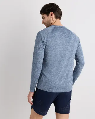 Quince Quince | Men's Mesh Performance Training Long Sleeve T-Shirt in Heather Blue — Men Summer blue Athletic Tops