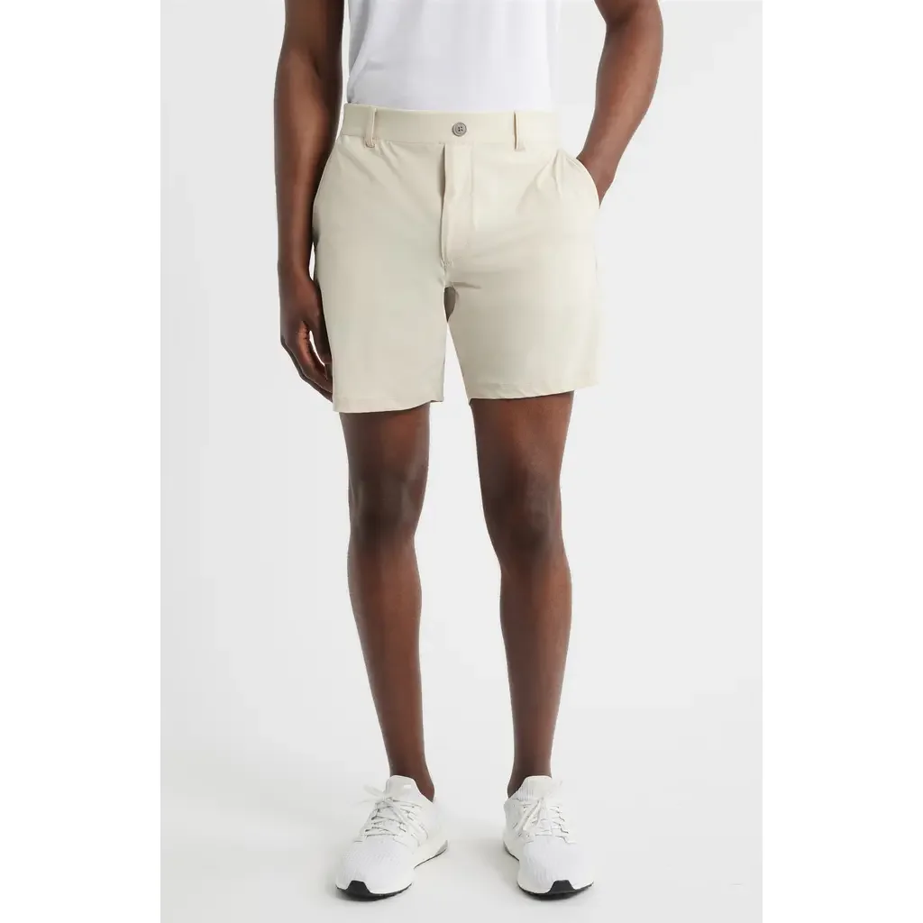 johnnie-O johnnie-O Fusionn Stretch Nylon Chino Shorts in Stone — Men Spring ivory Shorts