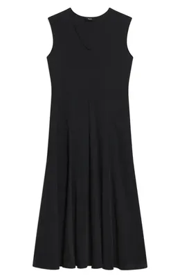 Theory Theory V-Neck Sleeveless Cotton Midi Dress in Black — Women Winter black Midi Dresses
