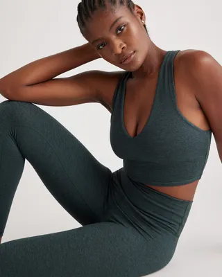Quince Quince | Women's Ultra-Soft High-Rise Legging in Heather Green — Women Autumn khaki Athletic Pants