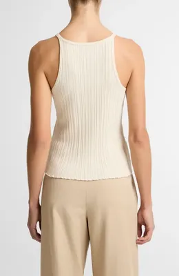 Vince Vince Variegated Rib Tank in Flax — Women Autumn beige Tops