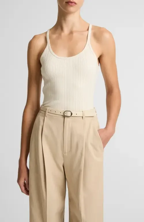 Vince Vince Variegated Rib Tank in Flax — Women Autumn beige Tops