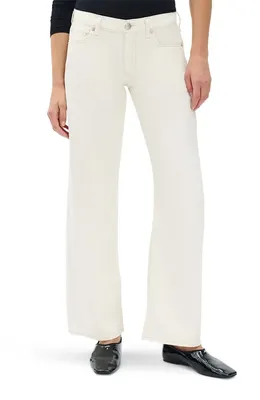 rag & bone rag & bone Cam Featherweight Low Rise Relaxed Straight Leg Jeans in Ecru — Women Spring white Pants