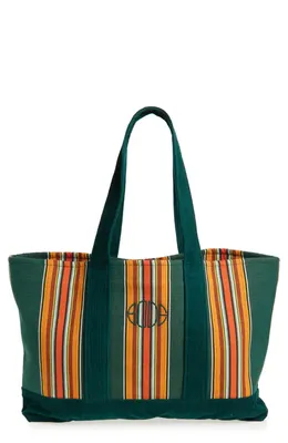 Bode Bode Parakeet Stripe Canvas & Corduroy Tote in Green Multi — Unisex Autumn teal Accessories