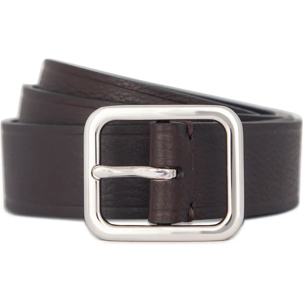 Vince Vince Pebbled Leather Belt in Chocolate — Men Winter black Accessories