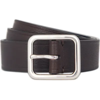 Vince Vince Pebbled Leather Belt in Chocolate — Men Winter black Accessories