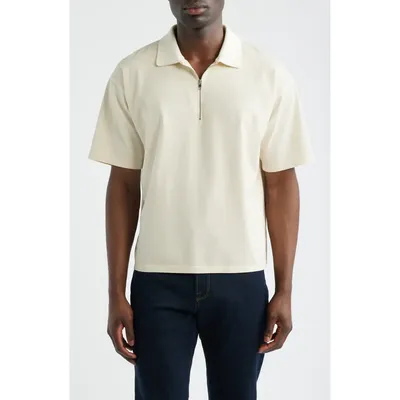 FRAME FRAME Half Zip Polo in Light Stone — Men Spring white Tops