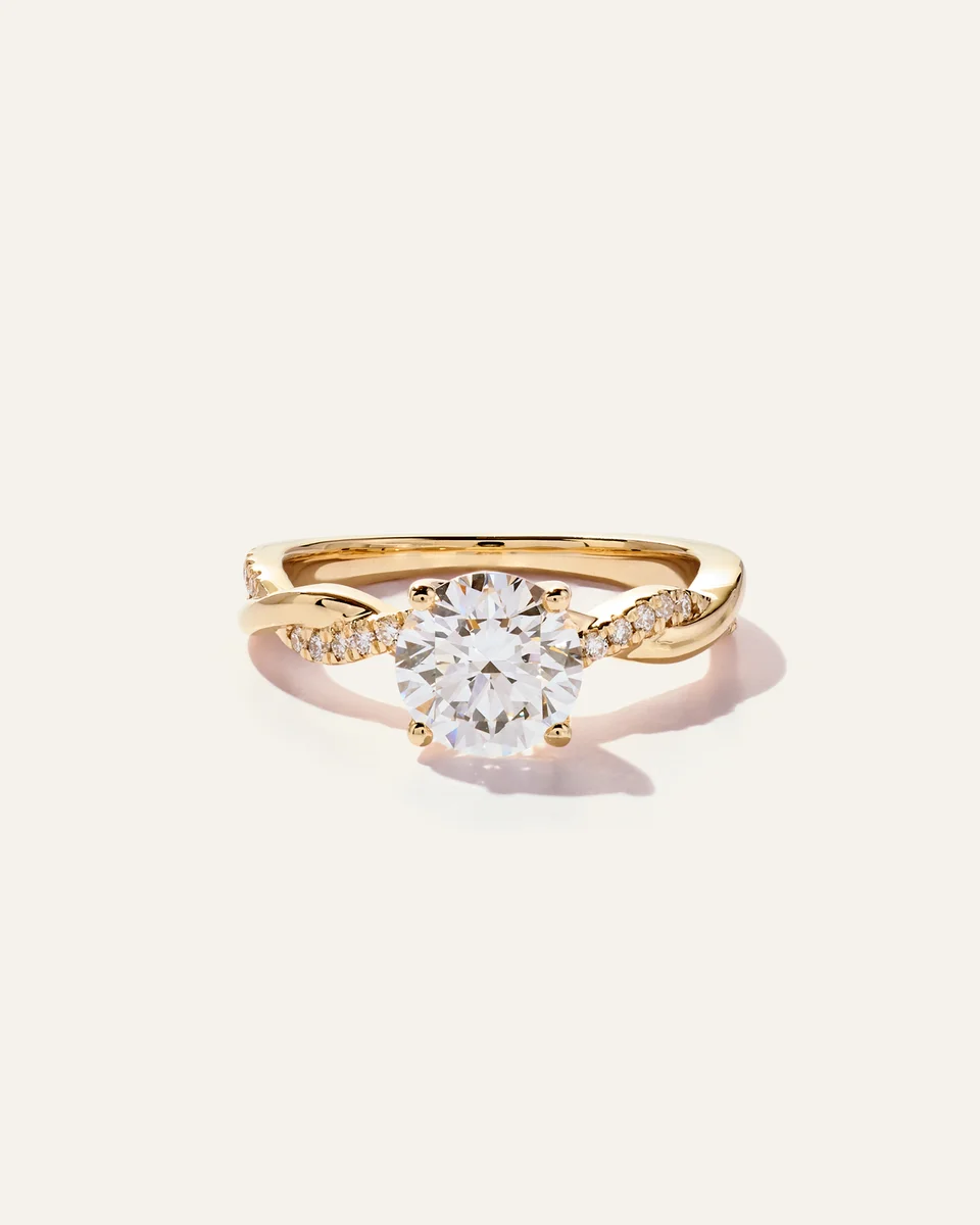 Quince Quince Women's Lab Grown Diamond Round Twisted Engagement Ring 1.5ct in Yellow Gold — Women Spring gold Accessories
