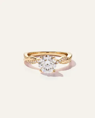 Quince Quince Women's Lab Grown Diamond Round Twisted Engagement Ring 1.5ct in Yellow Gold — Women Spring gold Accessories