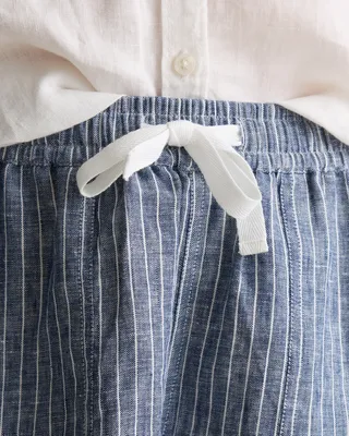 Quince Quince | Women's 100% European Linen Shorts in Chambray Stripe — Women Summer blue Shorts