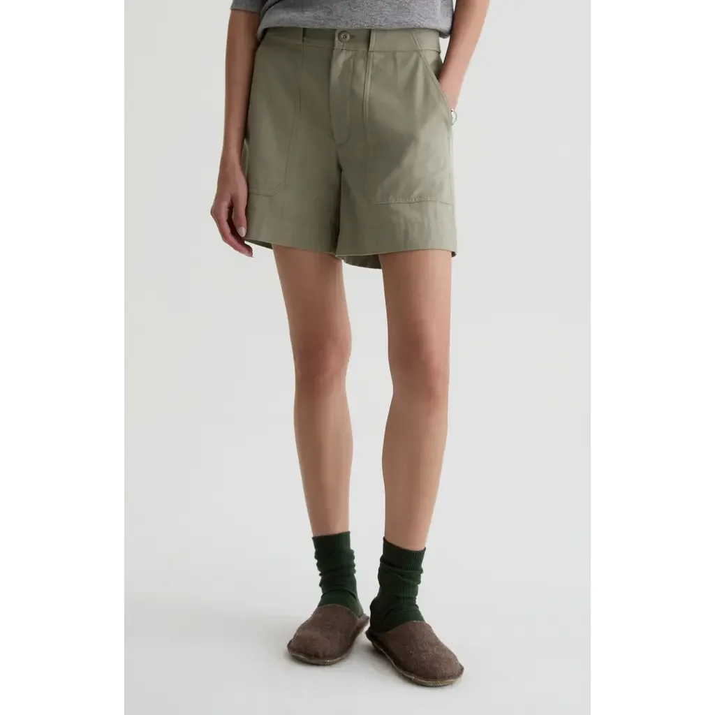 AG AG Century Stretch Cotton Shorts in Sulfur Spruce Green — Women Autumn green Shorts