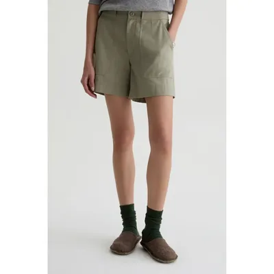 AG AG Century Stretch Cotton Shorts in Sulfur Spruce Green — Women Autumn green Shorts