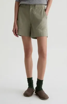 AG AG Century Stretch Cotton Shorts in Sulfur Spruce Green — Women Autumn green Shorts