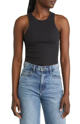 rag & bone rag & bone The Essential Rib Organic Pima Cotton Blend Tank in Black — Women Winter black Tops