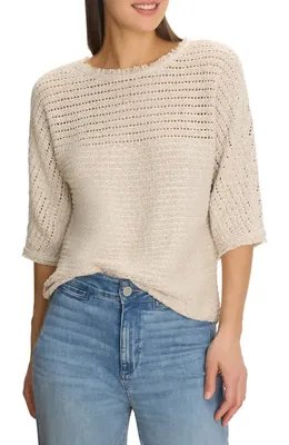 NIC+ZOE NIC+ZOE Tonal Texture Sweater in Neutral Mix — Women Autumn beige Tops