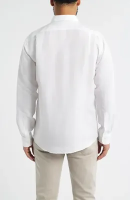 johnnie-O johnnie-O McCarthy Solid Linen Blend Button-Up Shirt in White — Men Winter white Tops