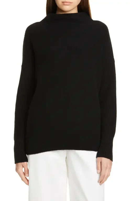 Vince Vince Boiled Cashmere Funnel Neck Pullover in Black — Women Winter black Tops