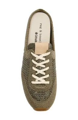 rag & bone rag & bone Retro Runner Slim Ultra Mule in Loden Raffia — Women Autumn grey Shoes