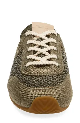 rag & bone rag & bone Retro Runner Slim Ultra Mule in Loden Raffia — Women Autumn grey Shoes