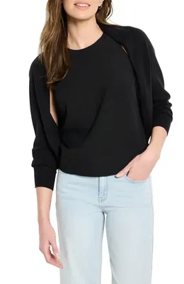 NIC+ZOE NIC+ZOE Cotton Blend Shrug Cardigan in Black Onyx — Women Winter black Tops