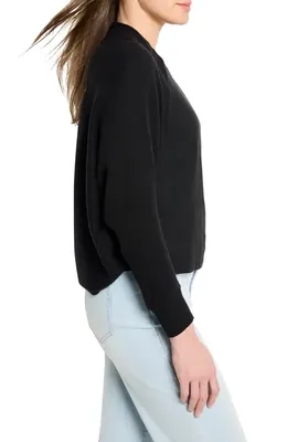 NIC+ZOE NIC+ZOE Cotton Blend Shrug Cardigan in Black Onyx — Women Winter black Tops