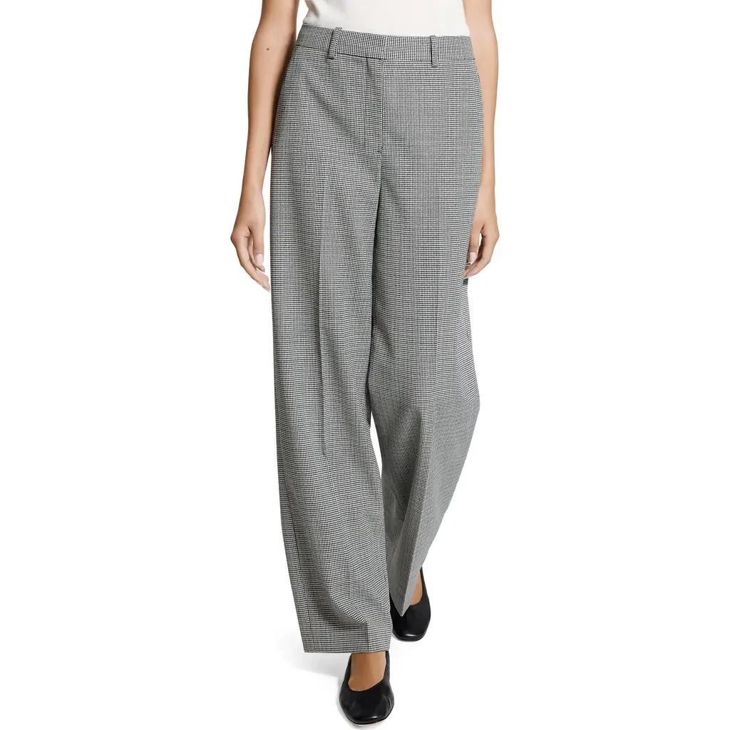 Theory Theory Plaid Wide Leg Wool Blend Pants in Black Multi — Women Winter grey Trousers & Chinos
