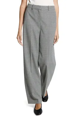 Theory Theory Plaid Wide Leg Wool Blend Pants in Black Multi — Women Winter grey Trousers & Chinos