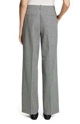 Theory Theory Plaid Wide Leg Wool Blend Pants in Black Multi — Women Winter grey Trousers & Chinos