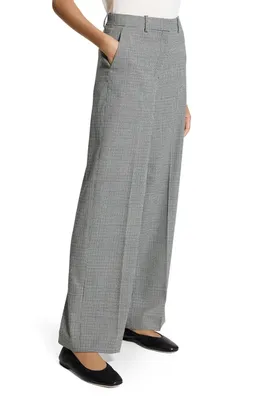 Theory Theory Plaid Wide Leg Wool Blend Pants in Black Multi — Women Winter grey Trousers & Chinos