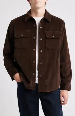 AG AG Elias Corduroy Shirt Jacket with Faux Shearling Lining in Raw Umber — Men Autumn brown Outerwear