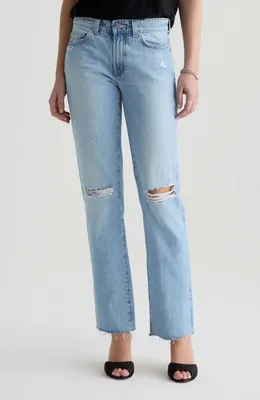 AG AG Sandra Ripped Low Rise Slim Straight Leg Jeans in Soft Focus Destructed — Women Summer silver Pants