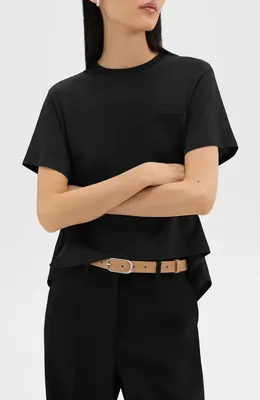 Theory Theory Easy Apex High-Low Pocket T-Shirt in Black — Women Winter black T-Shirts & Tees