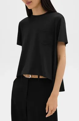 Theory Theory Easy Apex High-Low Pocket T-Shirt in Black — Women Winter black T-Shirts & Tees
