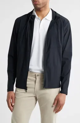 johnnie-O johnnie-O Marshal Stretch Nylon Hooded Jacket in Black — Men Winter Outerwear