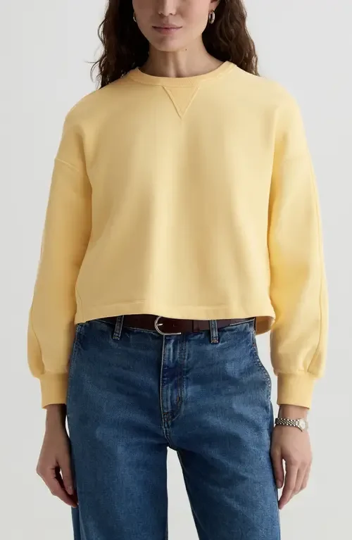 AG AG Roselle Cotton Blend T-Shirt in Sunlight Yellow — Women Spring khaki Tops