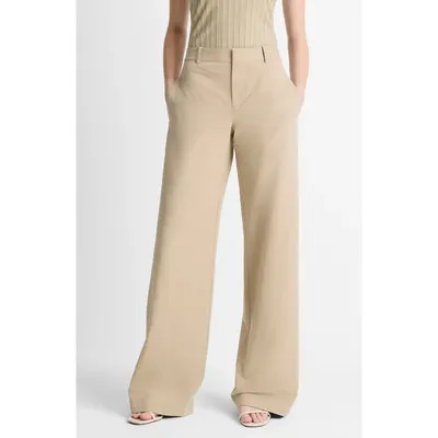 Vince Vince Cotton Wide Leg Pants in Mojave — Women Autumn beige Trousers & Chinos