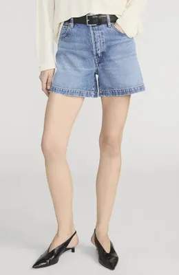 FRAME FRAME The Everyday High Waist Denim Shorts in Tempo — Women Summer blue Shorts