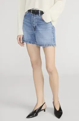 FRAME FRAME The Everyday High Waist Denim Shorts in Tempo — Women Summer blue Shorts