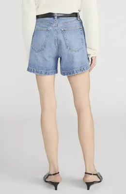 FRAME FRAME The Everyday High Waist Denim Shorts in Tempo — Women Summer blue Shorts